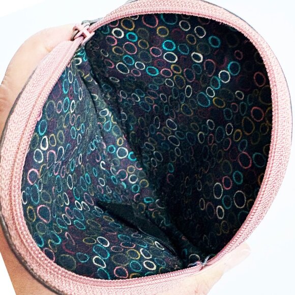 Fossil Leather Round Zip Coin Purse Make A Change with Key Charm - Picture 6 of 7